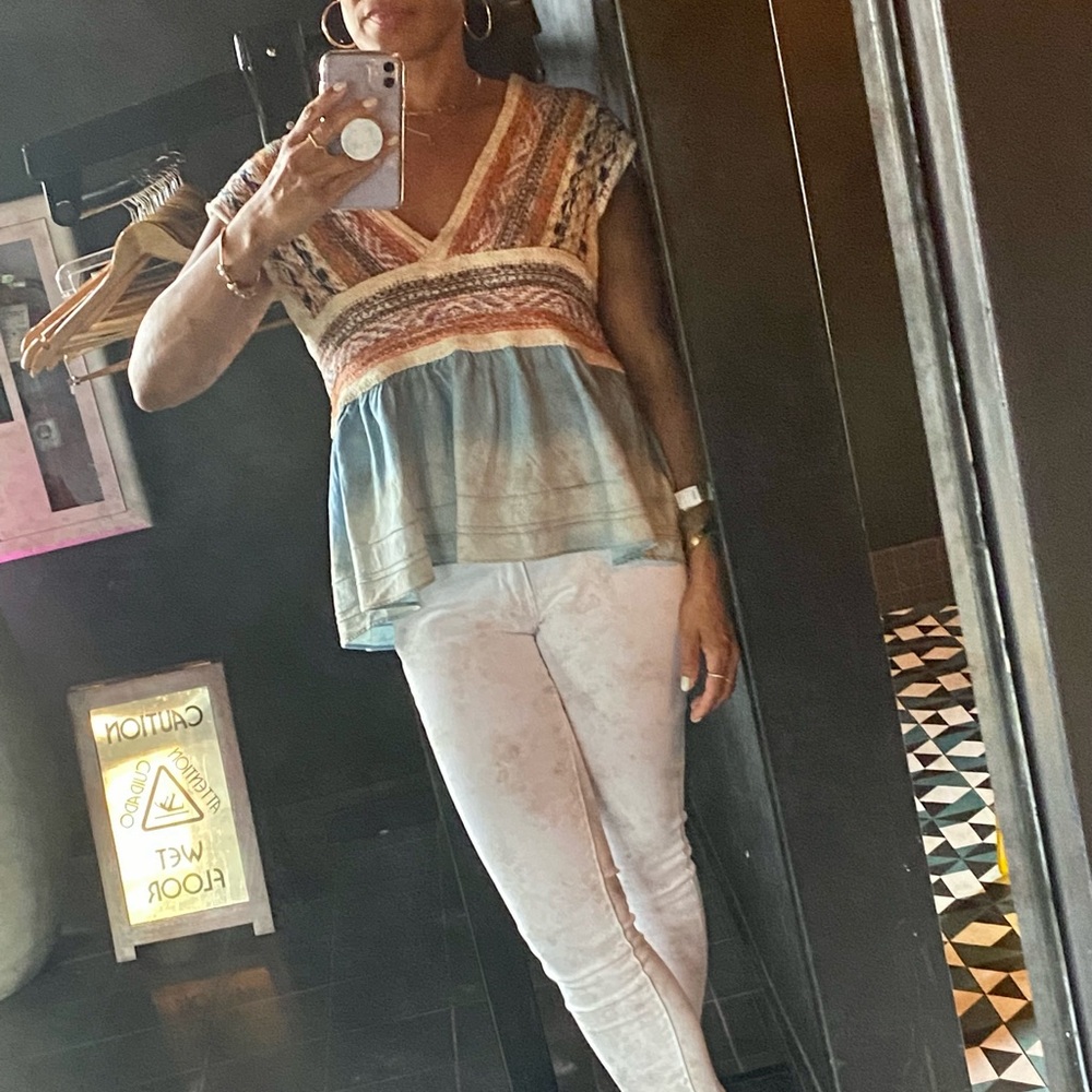 Pilcro for Anthropologie Knit & Denim Top